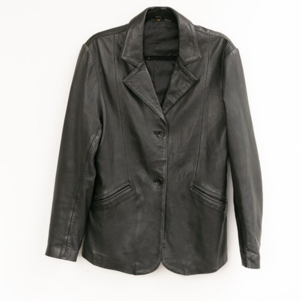 70s Italian leather worker blazer jacket